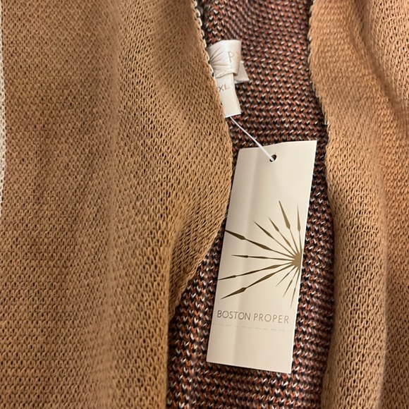 NWT - Boston Proper Color-block Fringe Cape/Shawl / Brown Multi / Size L/XL - Picture 3 of 8